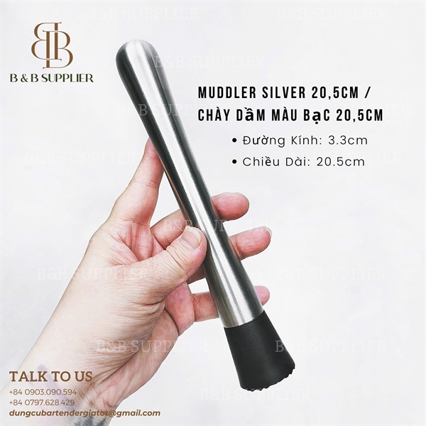 Muddler Silver 20,5cm / Chày Dầm Màu Bạc 20,5cm 3
