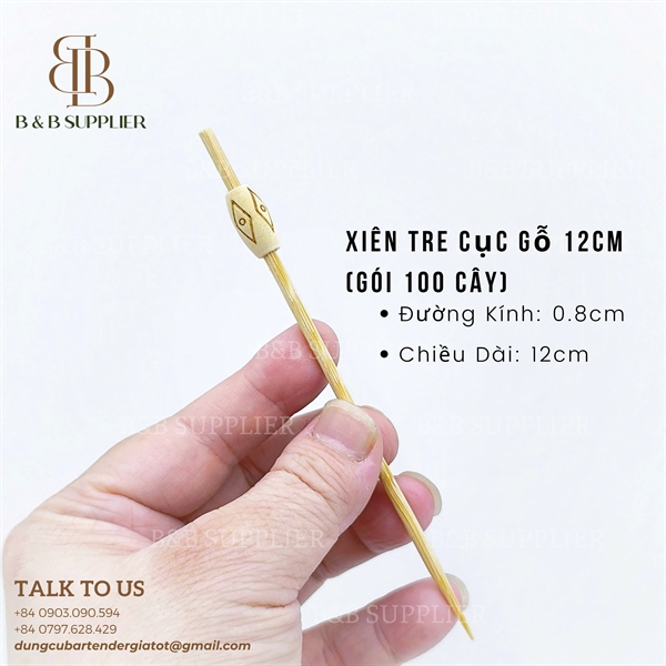 Xiên Tre Cục Gỗ 12cm (Gói 100 Cây) 4