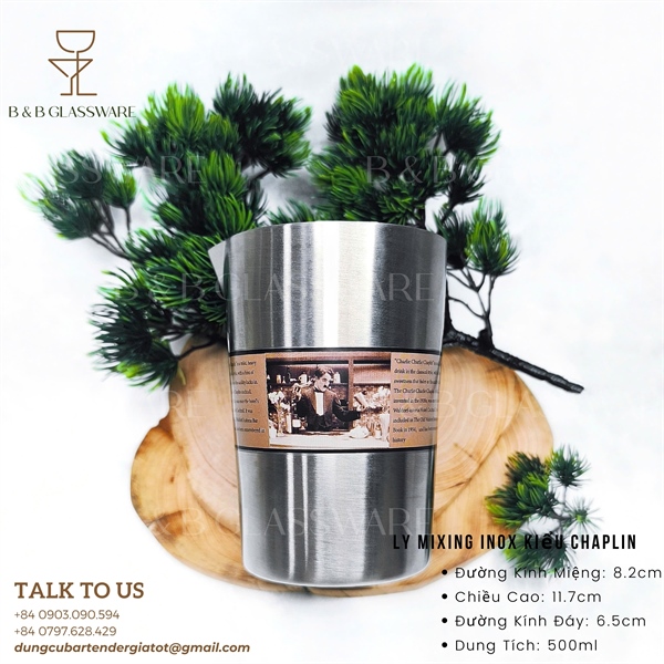 Ly Mixing Inox Kiểu Chaplin