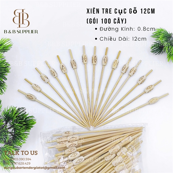 Xiên Tre Cục Gỗ 12cm (Gói 100 Cây) - ảnh 2