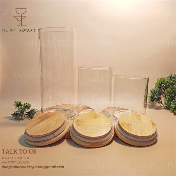Hũ Thủy Tinh Nắp Gỗ Cao 20cm 5