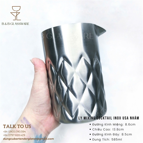 Ly MixIng 2 Lớp Cocktail Inox Nhám 3