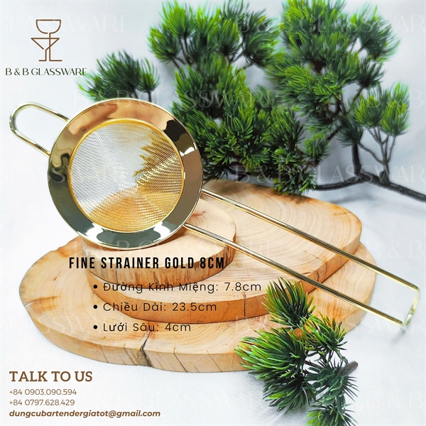 Fine Strainer Gold 8cm / Vợt Lược Cocktail Màu Vàng 8cm
