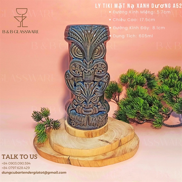 Ly Tiki Mặt Nạ Màu Xanh Dương - A52
