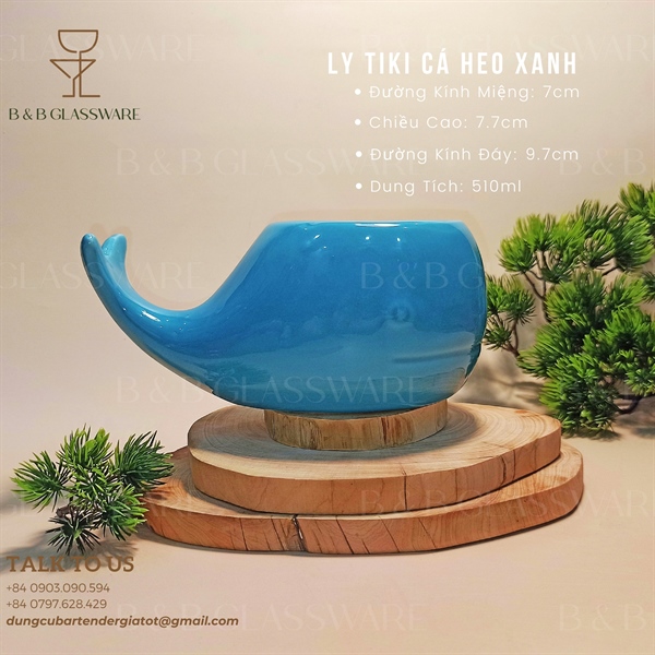 Ly Sứ Tiki Cá Heo Xanh - A47