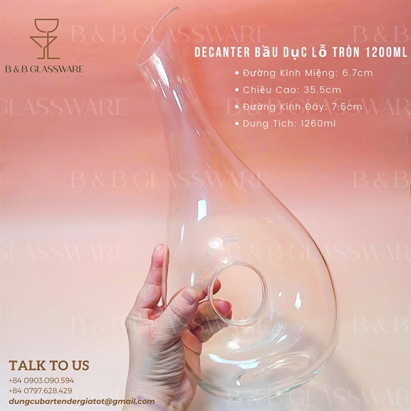 Decanter Bầu Dục Lỗ Tròn 1200ml - ảnh 2