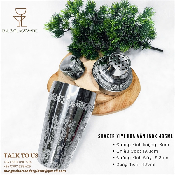 Shaker Yiyi Hoa Văn Inox 485ml 3