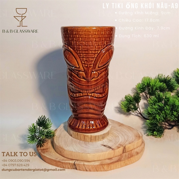 Ly Sứ Tiki Ống Khói Nâu - A9