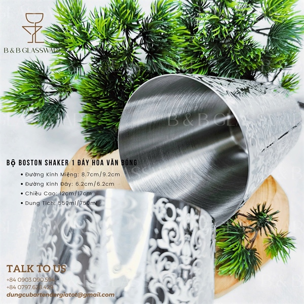Bộ Boston Shaker 1 Đáy Hoa Văn Bóng 3