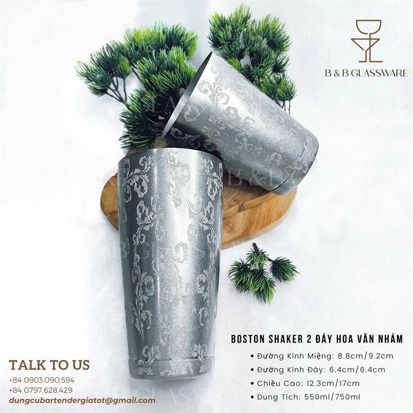 Bộ Boston Shaker 2 Đáy Hoa Văn Nhám - ảnh 2