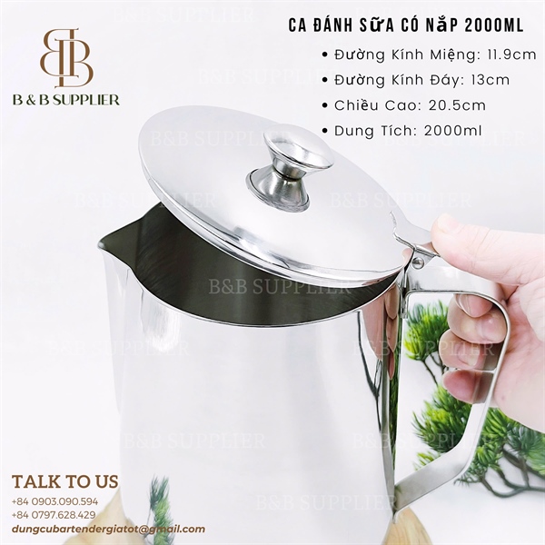 Ca Đánh Sữa Có Nắp 2000ml - ảnh 2