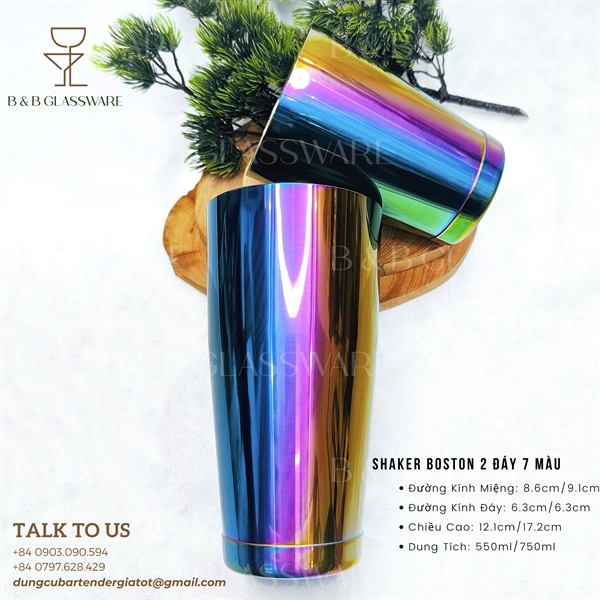 Bộ Shaker Boston 2 Đáy 7 Màu - ảnh 2