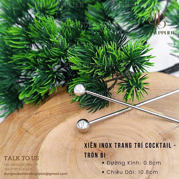 Xiên Inox Trang Trí Cocktail - Tròn Bi