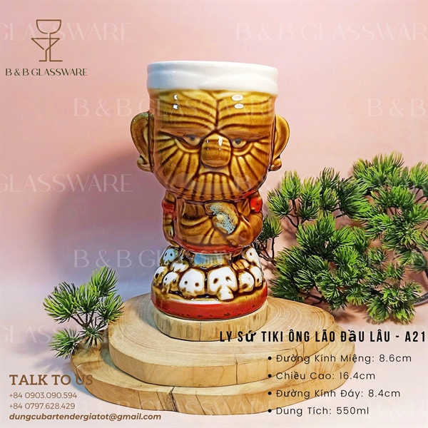 Ly Sứ Tiki Ông Lão Đầu Lâu - A21