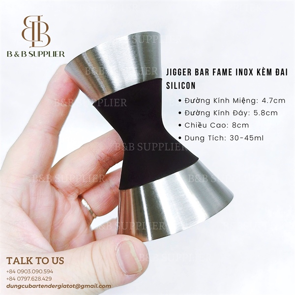 Jigger Bar Fame Inox Kèm Đai Silicon 3