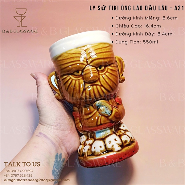 Ly Sứ Tiki Ông Lão Đầu Lâu - A21 - ảnh 2