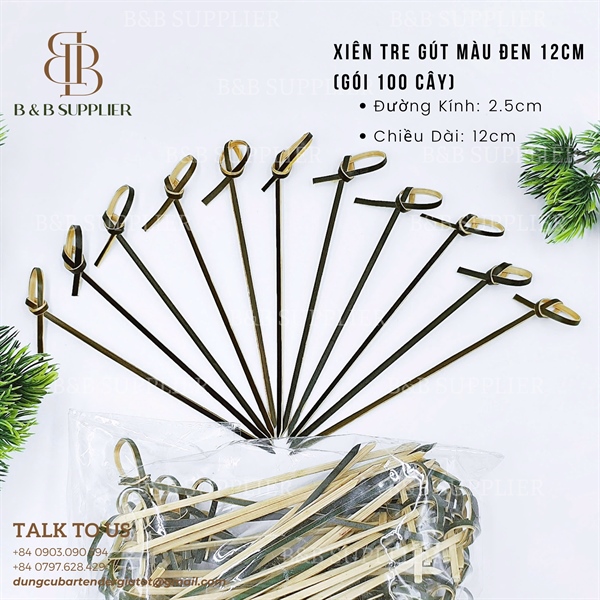 Xiên Tre Gút Màu Đen 12cm (Gói 100 Cây) - ảnh 2