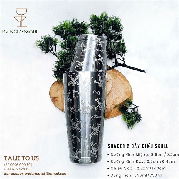 Bộ Boston Shaker 2 Đáy Kiểu Skull