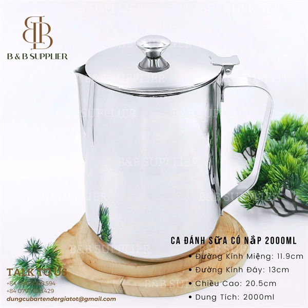 Ca Đánh Sữa Có Nắp 2000ml