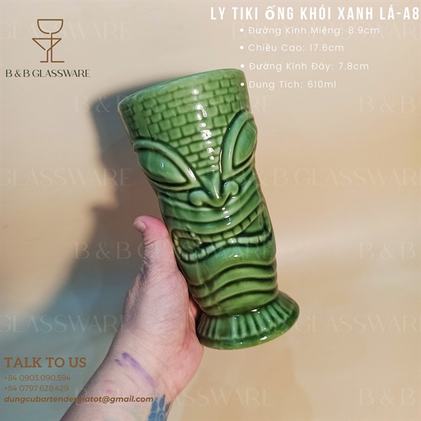 Ly Sứ Tiki Ống Khói Xanh Lá - A8 - ảnh 2