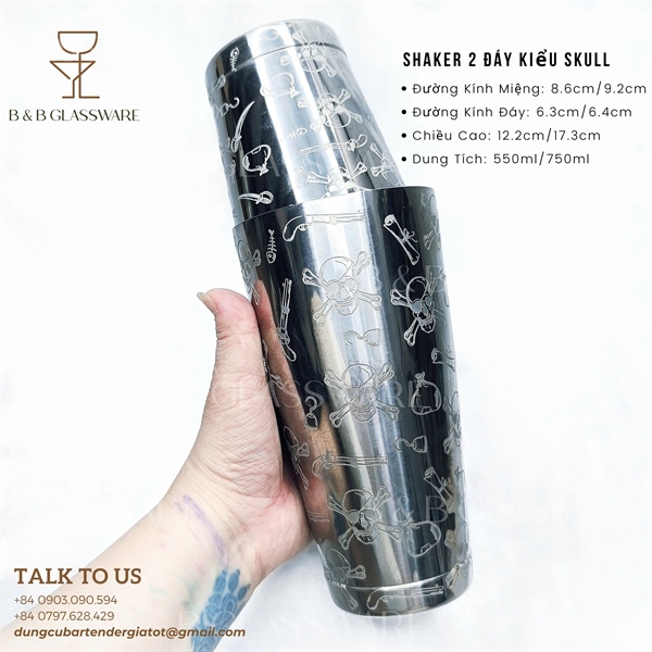 Bộ Boston Shaker 2 Đáy Kiểu Skull 4