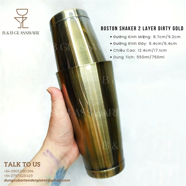 Bộ Boston Shaker 2 Layer Dirty Gold 4