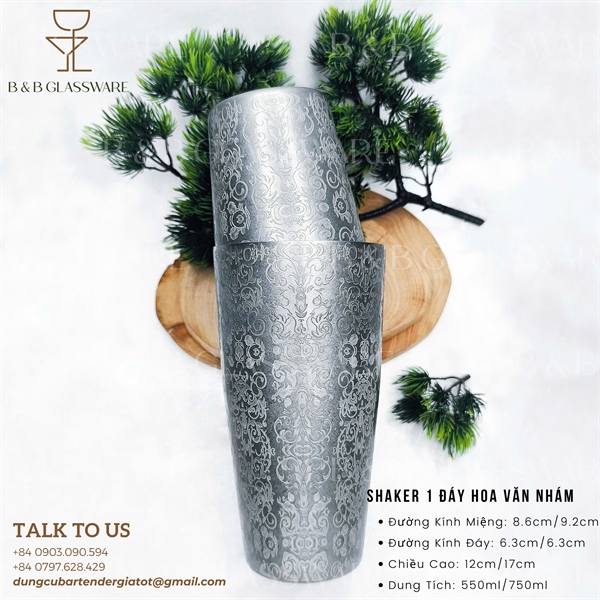 Bộ Boston Shaker 1 Đáy Hoa Văn Nhám
