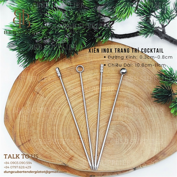 Xiên Inox Trang Trí Cocktail - Tròn Bi 3