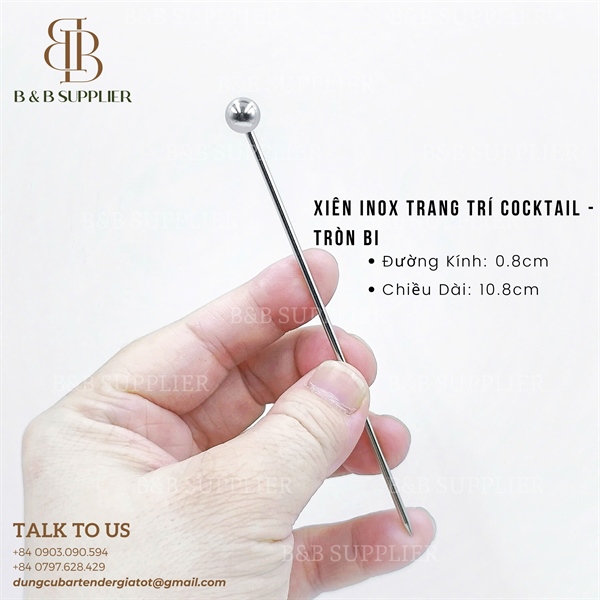 Xiên Inox Trang Trí Cocktail - Tròn Bi - ảnh 2