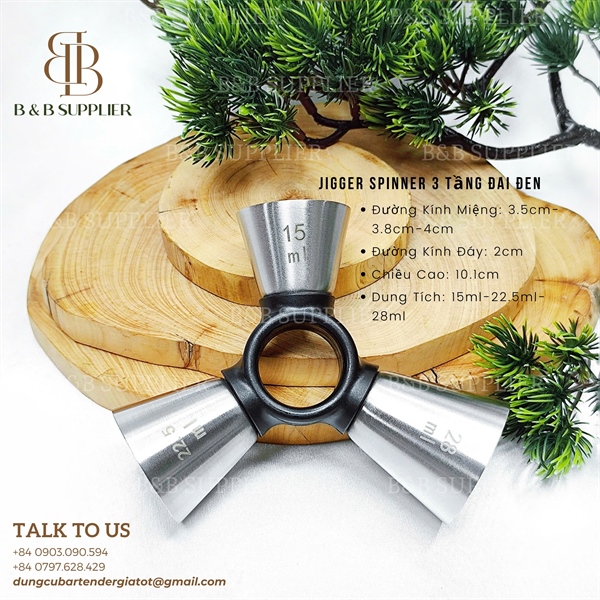 Jigger Spinner 3 Tầng Đai Đen
