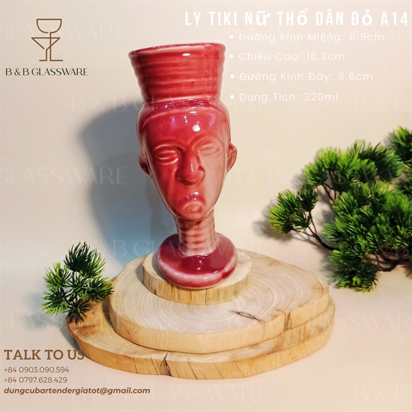 Ly Sứ Tiki Nữ Thổ Dân - Đỏ A14