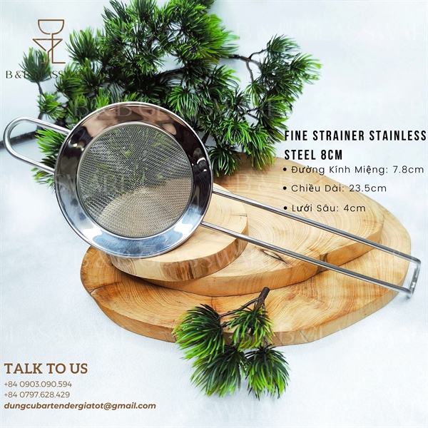 Fine Strainer Stainless Steel 8cm / Vợt Lược Cocktail Inox 8cm