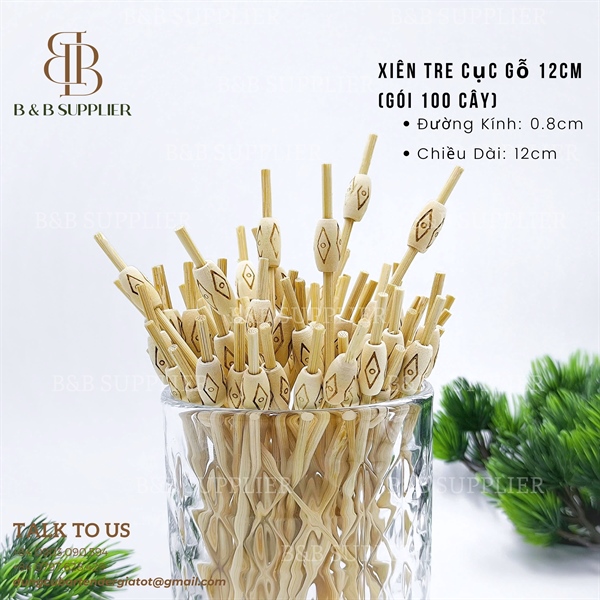 Xiên Tre Cục Gỗ 12cm (Gói 100 Cây) 3