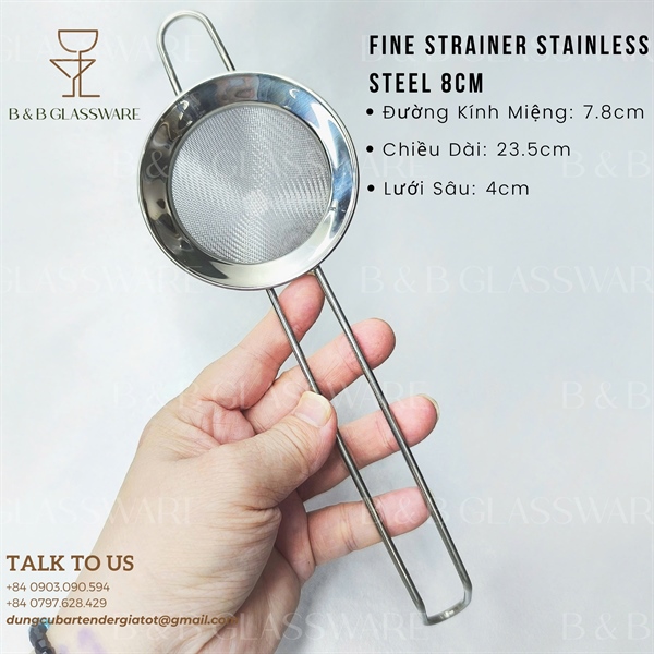 Fine Strainer Stainless Steel 8cm / Vợt Lược Cocktail Inox 8cm 3