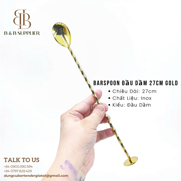Barspoon Đầu Dầm 27cm Gold 3