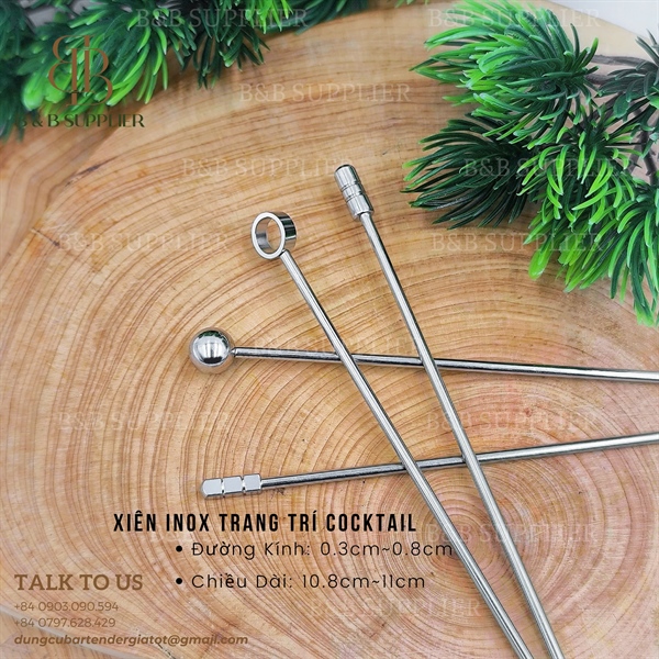 Xiên Inox Trang Trí Cocktail - Tròn Bi 4