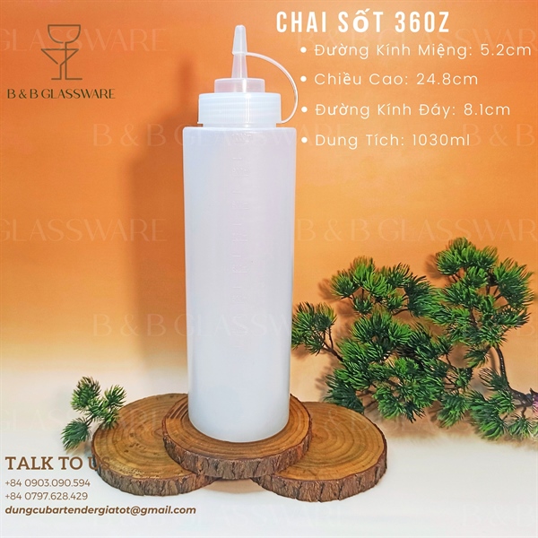 Chai Đựng Sốt Nhựa 36oz (1030ml)