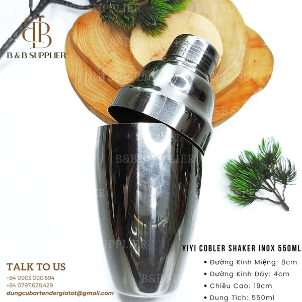 Yiyi Cobbler Shaker Inox 550ml - ảnh 2