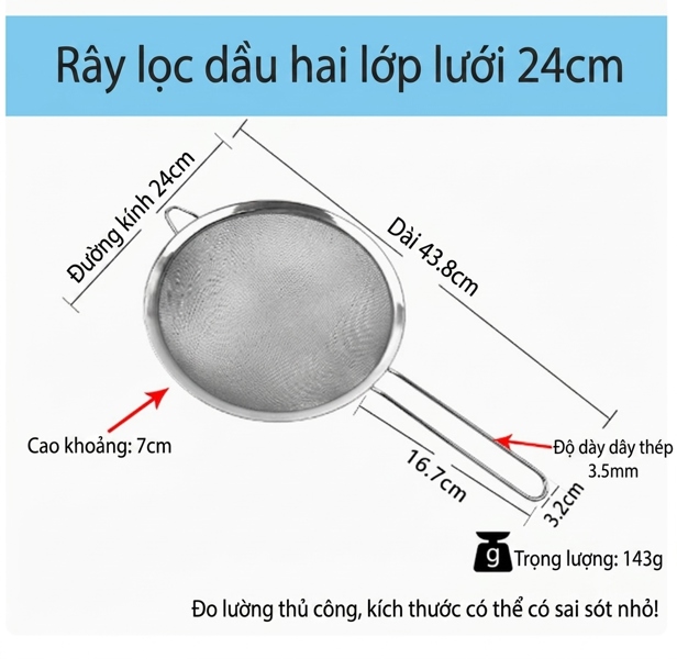 Ray Lọc Inox Đáy Tròn Tai Nhọn