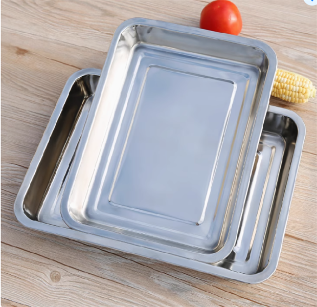 Khay Inox Cạn 2cm (Không Kèm Vỉ Nướng Bên Trong) 4