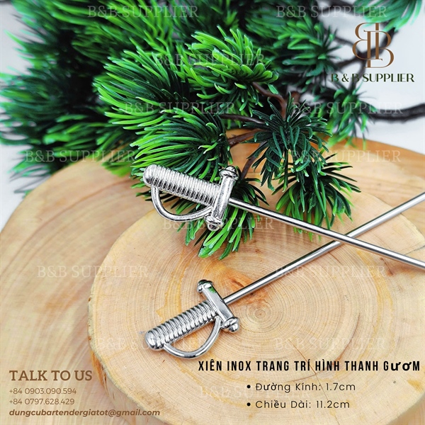 Xiên Inox Trang Trí Hình Thanh Gươm