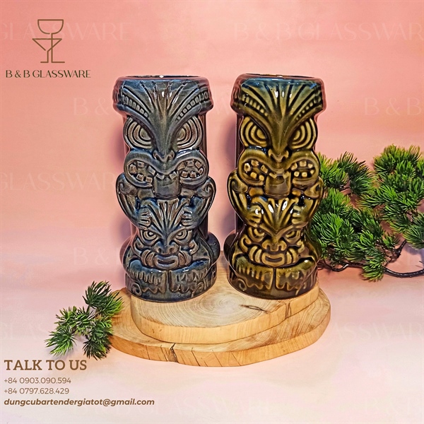 Ly Sứ Tiki Mặt Nạ Xanh Lá A52-2 3