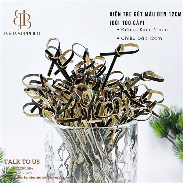 Xiên Tre Gút Màu Đen 12cm (Gói 100 Cây) 3