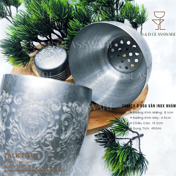 Shaker B Hoa Văn Inox Nhám 4