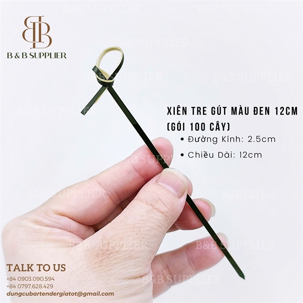 Xiên Tre Gút Màu Đen 12cm (Gói 100 Cây) 4