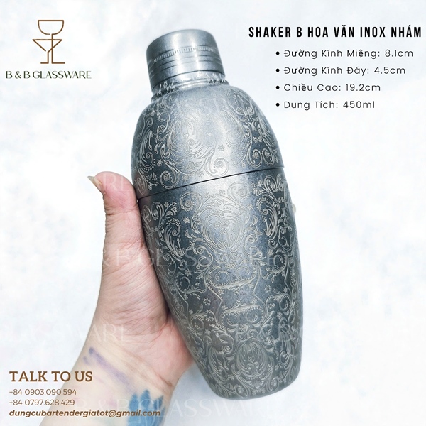 Shaker B Hoa Văn Inox Nhám 5