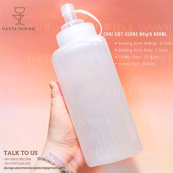 Chai Sốt Vuông Nhựa 800ml - ảnh 2