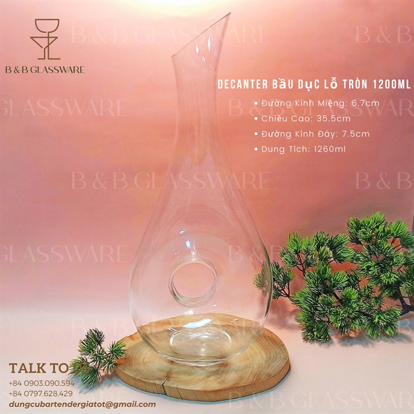 Decanter Bầu Dục Lỗ Tròn 1200ml