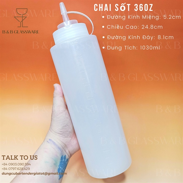 Chai Đựng Sốt Nhựa 36oz (1030ml) - ảnh 2