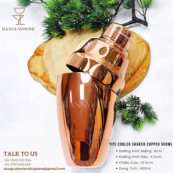 Yiyi Cobbler Shaker Copper 500ml - ảnh 2